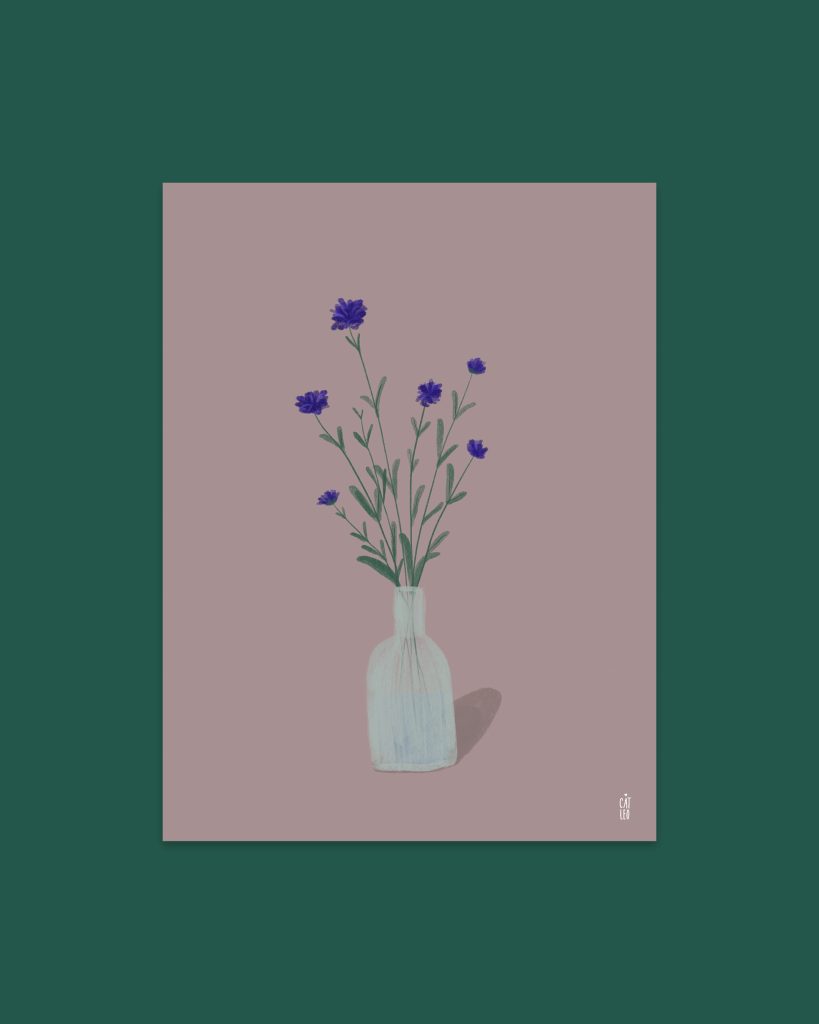 Lámina decorativa spring flowers purple mix de la ilustradora Cat Leo