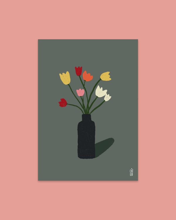 Lámina decorativa Tulips Full Color de la ilustradora Cat Leo