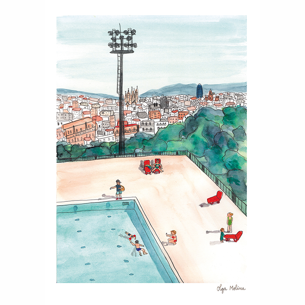 Lámina decorativa de Olga Molina - Montjuic Swimming Pool