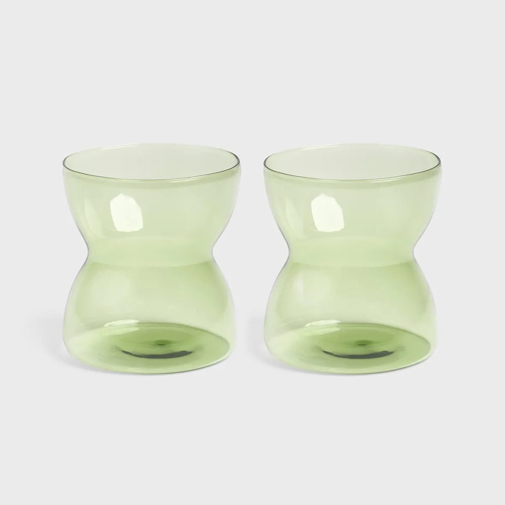 Set de 2 Vasos de Cristal Verde