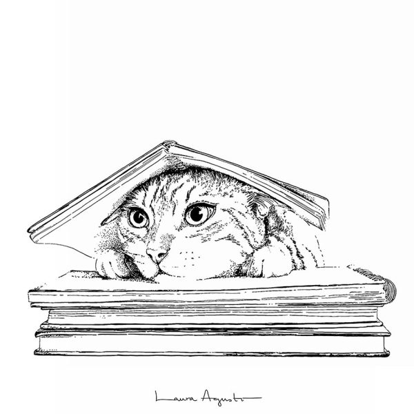 Laura Agustí - Lámina decorativa Cat Under The Book