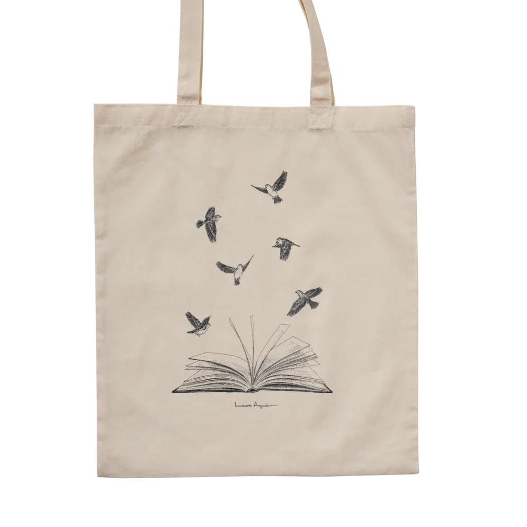 Tote Bag Voraz - Ilustración Birds and Books de Laura Agustí